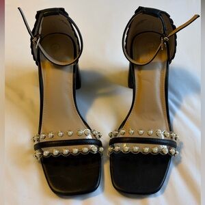 Walking Cradles Black Pearl-Studded Heels